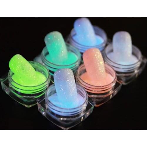 6pcs/Set Pigment Powder Luminous Fluorescent Nail Glitter Shinny Ombre Chrome Dust DIY Gel Polish Manicure Nails Art Decoration