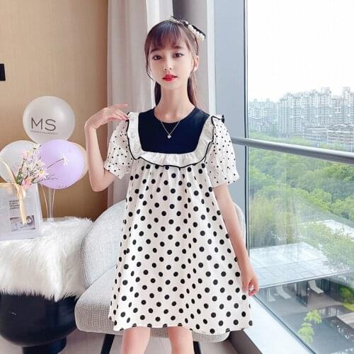 Girls Dress 2021 Summer New Teenage Girl Dots Ruffles Princess Dresses Children Dress Kids Clothing