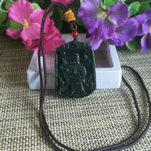 Natural Hetian Jade Hand Carving Mammon Jade Pendant Jewelery Lucky Exorcise Evil Spirits Auspicious Amulet Fine Jewelery