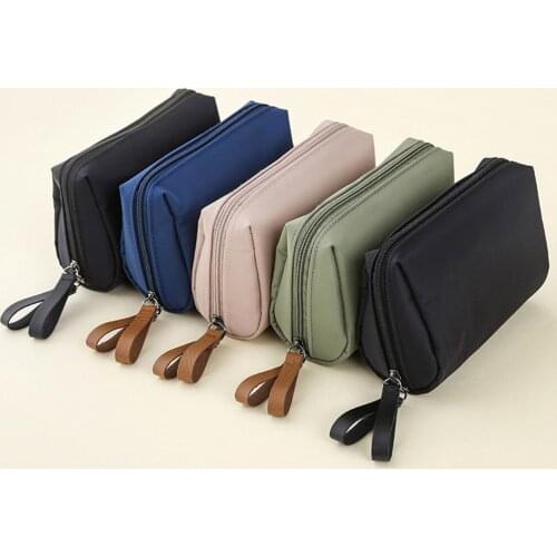 Portable Women Waterproof Solid Color Zip Cosmetic Bag Toiletry Storage Pouchs For Travel Ladies Women Cosmetic Bag