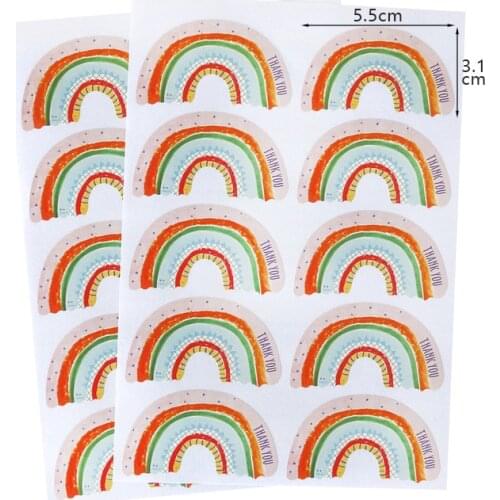100pcs 5.5cm Rainbow Stickers Happy Birthday Thank You Label DIY Cookie Bags Seal Labels Happy Every Day Sticker Paper Decor