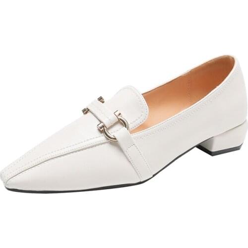 Luxury Point Toe Soft Leatherette Women Loafer Shoes With Stitching Details