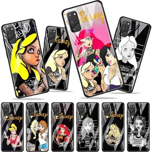 Punk princess disney for Samsung Galaxy S20 FE Ultra Note 20 S10 Lite S9 S8 Plus Luxury Tempered Glass Phone Case Cover