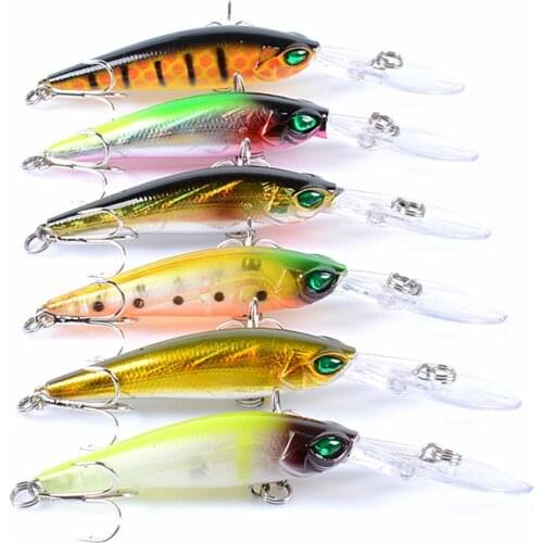 Abs Fishing Bait 9.4cm/6.2g Floating Minnow Bionic Lure Hard Bait Fishing Tackle Fish hook model: 6#Treblehook
