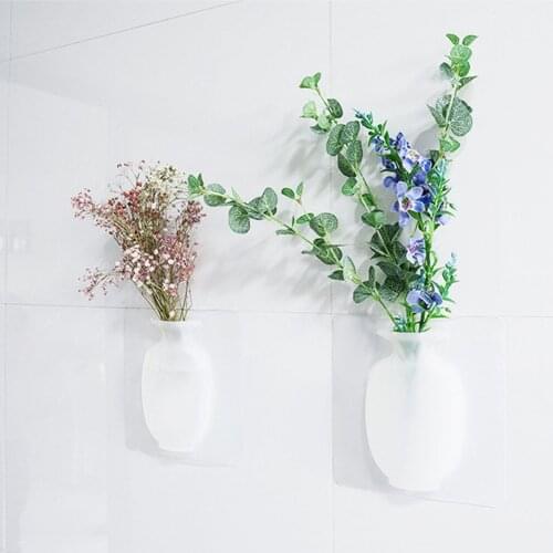 Silicone Sticky Vase Stick On The Wall Magic Rubber Sticky Flower Hanging Vase Container Floret Bottle Paste Wall Decorations
