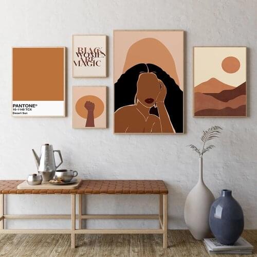 Africa Boho Sunset Black Woman Nordic Poster And Print Wall Art Abstract Canvas Painting Print Wall Pictures For Living Room