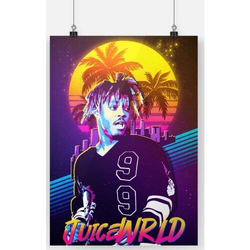 Juice WRLD Rapper Poster Framed Canvas wooden frame Painting Wall Art Decor Living Room Bedroom Study Home Decoration Prints