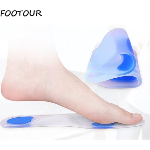 FOOTOUR Soft Silicone Gel Insoles Arch Support Orthopedic Insole Treatment Heel Pain Relief Foot Cushion Massage Shoes Pads