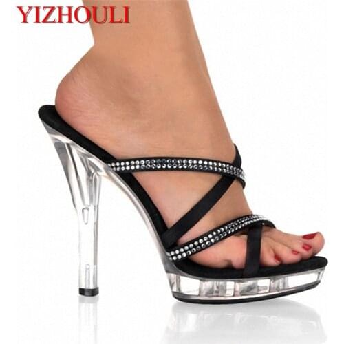 13cm High Heels Slippers Plump Crystal Shoes Sexy Pole Dancing Shoes Platform Womens Shoes Dance Shoes