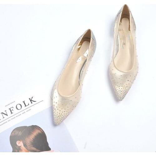Flats Shoes Women Fashion Brand zapatos de mujer Spring New chaussures femme Glitter Sexy Ladies footware Pointed-Toe Crystal
