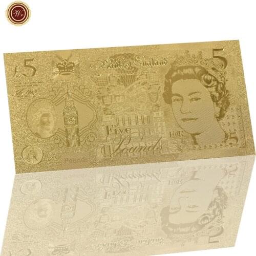 WR 5 Pounds Golden Banknote England Paper Money Gold Foil Banknote Collectible Business Gifts