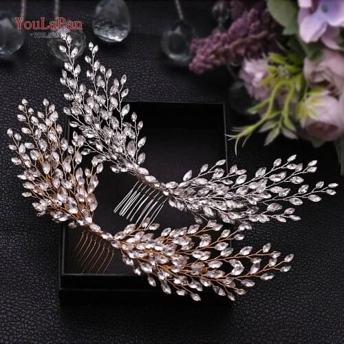 YouLaPan HP276 Silver Golden Bridal Hair Comb Wedding Bridal Tiara Luxury Clear Rhinestone Wedding Hair Clip Bridal Headpieces
