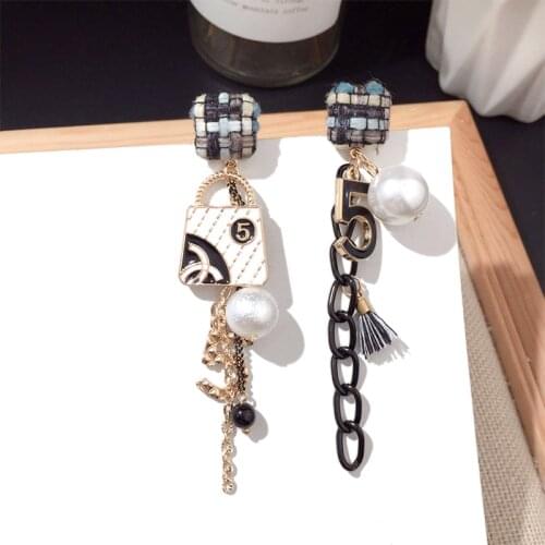 New Korean Pearl 925 Silver Needle Asymmetrical Vintage Dangling Earrings Women Fashion Accessories Trends 2021 Style Jewelery