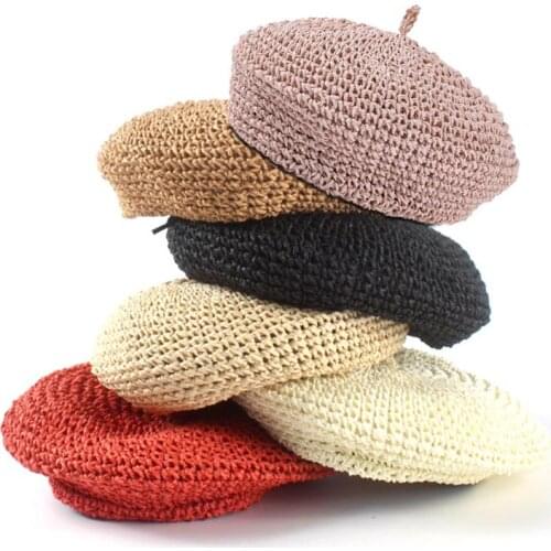 Lady Spring Winter Berets Hat Painter Style Hat Women Wool Vintage Berets Solid Color Caps Female Bonnet Warm Walking Cap