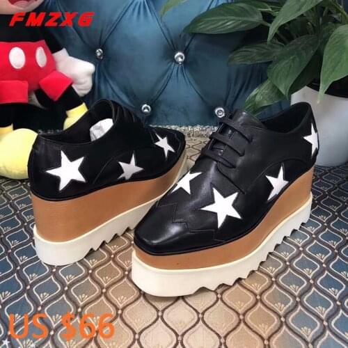 Women Fashion Flats Platform Shoes Oxford Shoes For Woman Casual Designers Flat Wedge Shoes Luxury Brand Genuine Leather Shoes