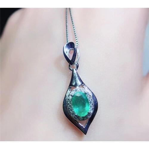 Natural Emerald Necklace Pendant Genuine 925 Sterling Silver For Women Heart Shaped Real Gemstone Fine Jewelry