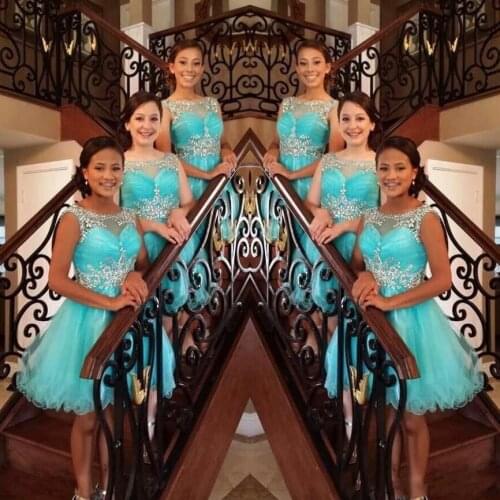 2020 Turquoise Crystal Country Boho Beach Bridesmaid Dresses Elegant Cheap Wedding Party Gowms Guest Jewel Knee Length