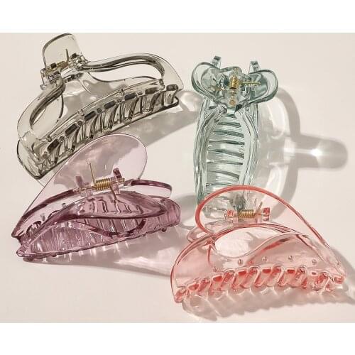2020 New Large Hair Claw Clip Women Girls High Quality Transparent Plastic Hair Crab Clamps Barrette Hairpins Makeup Accessories