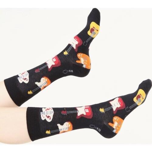 3 pair from turkey high quality cotton happy socks womens summer lot pack wholesale socs design guitar song sing insturment