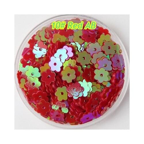 3000pcs/lot PVC Sequins 6mm Flower With 1 Center Hole Plum Blossom Flat Loose DIY Sewing Materials 10# Red AB Confetti
