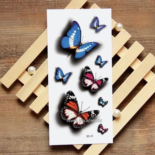 3D Colorful Butterfly Fake Tattoo Decals Temporary Tattoo Body Art Flash Tattoo Stickers Waterproof For Women Men #019