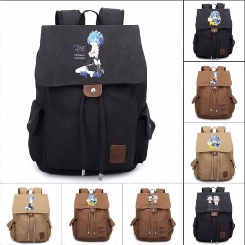 Anime Re:Life In A Different World From Zero Kawaii Pack Rem Ram Printing Backpack Bookbag Laptop Shoulder Bag Casual Travel Bag