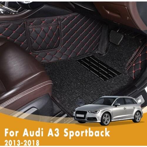 RHD Car Floor Mats For Audi A3 Sportback 2018 2017 2016 2015 2014 2013 Double Layer Wire Loop Car Accessories Styling Carpets
