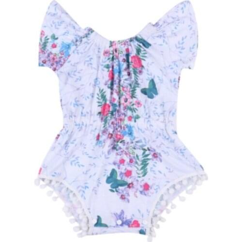 Toddler Infant Baby Girls Short Sleeve Floral Print Bodysuit Jumpsuit Outfits Clothes Sunsuit Set Size 0-24M