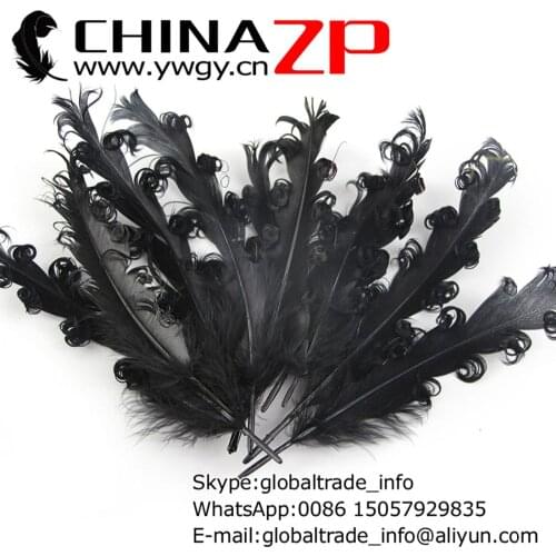 CHINAZP Factory 100pieces/color/lot Top Quality Dyed Black Goose Satinettes Curled Loose Feathers for Hair Accessories