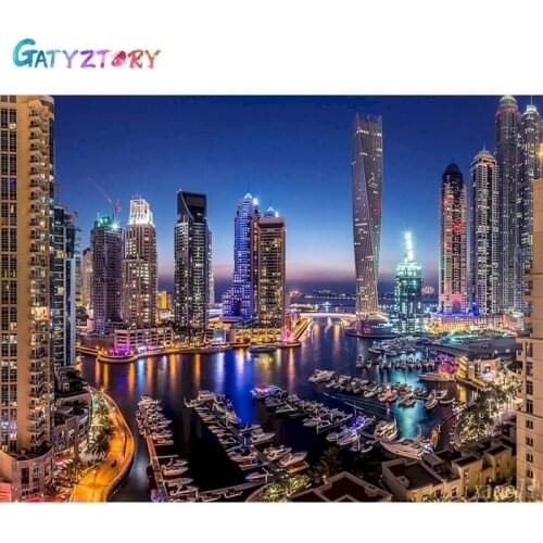 Gatyztory Painting By Numbers For Adults Landscape Coloring By Numbers City Night Scene Acrylic Paints Set Wall Art Home Decor
