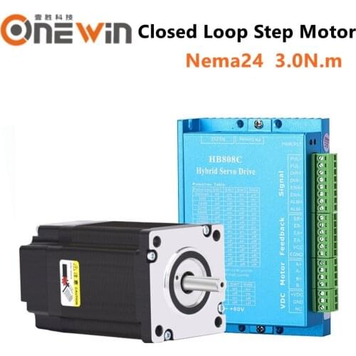 3N.m Nema24 closed loop stepper motor kit 60mm 60HB250-78B with HB808C Hybird step driver kit 2 phase