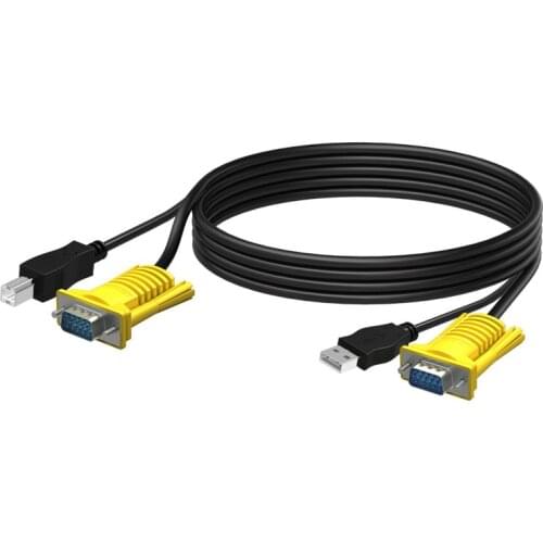 KVM Cable USB Dual Parallel Cable USB+VGA Cable Computer Monitor KVM Switch Cable 1.5M 1.8M 3M 5M Line