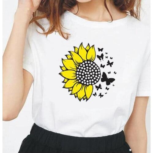 Summer Casual Hipster Tee Shirt Femme Funny Floral Butterfly Print Tshirt Women 2021short Sleeve Harajuku Shirt Camiseta Mujer