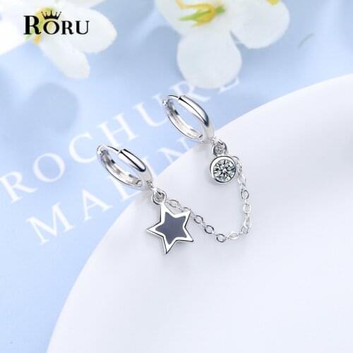 Fashion Star Double Ear Hole Conjoined Hoop Earrings Simple Personalized Drop Earrings Ear Jewelry Gift for Women