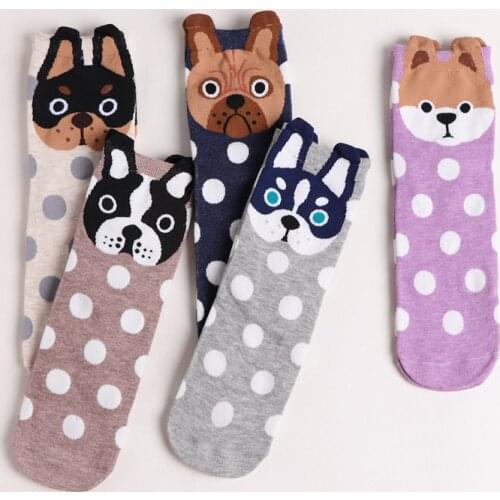 Fashion Cartoon Socks Dog Cat Women Footprints 3D Animals Style Warm Muply Cute Cotton Socks Lady Floor Socks for Female Sokken