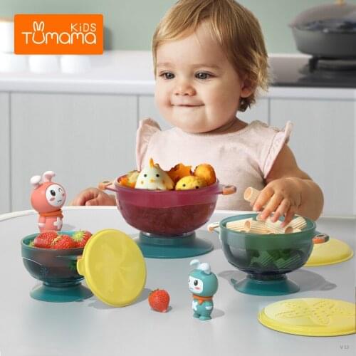 Baby Suction Cup Bowl Set Children Complementary Food Silicone Integrated Dinner Plate Non-slip Suction Cup Solid Feeding Dishes