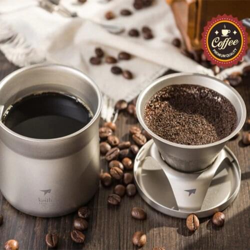 Keith Coffee Pot sets Pure Titanium Coffee Cup filter Mug Tea Cup Drip Type Titanium Filter Funnel Hand Coffee Pot 220ml Ti3911