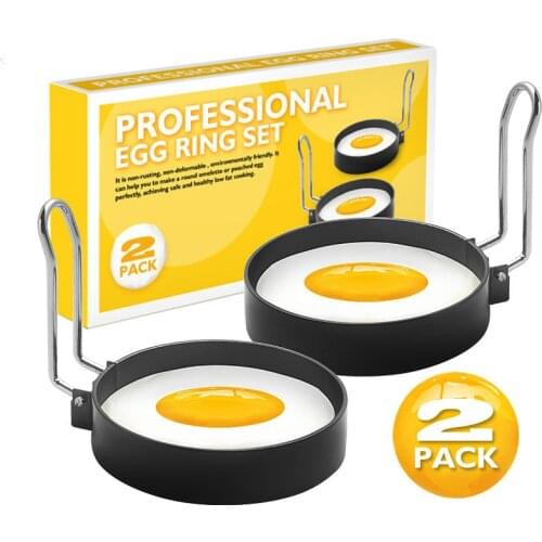 MOMS HAND 2pcs/set Round Stainless Steel Egg Rings Set Egg Cooker Rings For Egg McMuffin Sandwiches