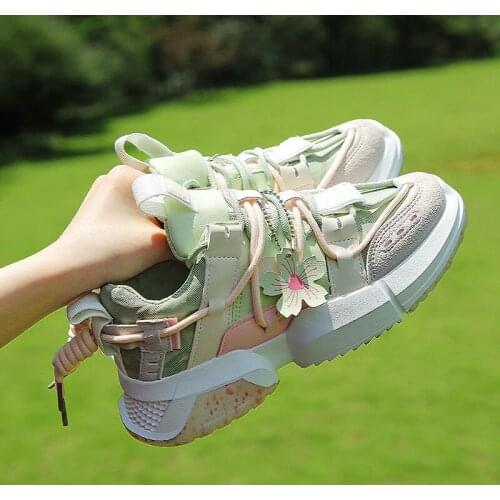 New summer cherry blossom fashion sports women casual shoes increase thick-soled old shoes ladies running shoes Y