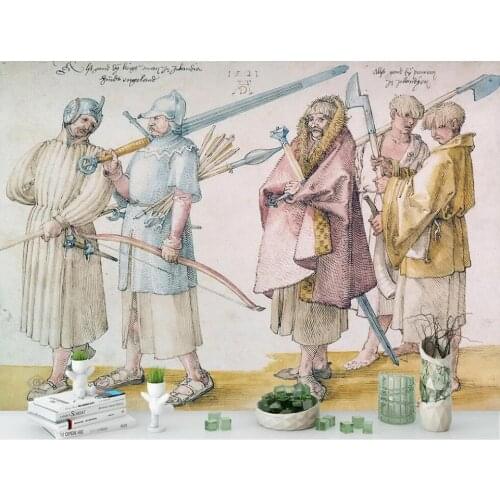 Custom photo mural 3d wallpaper Hand drawn European medieval characters samurai background home decor wallpaper for walls 3 d