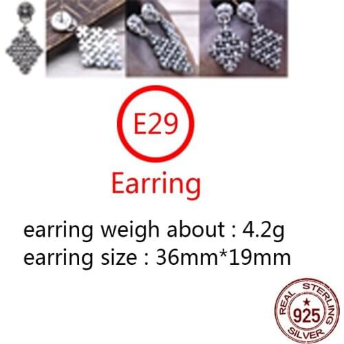 E29 S925 sterling silver earrings personality retro punk hip-hop style eternal cross flower alphabet diamond shaped jewelry new