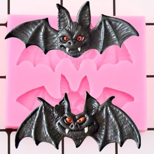 Halloween Bat Silicone Mold Cupcake Topper Fondant Cake Decorating Tools Clay Candy Chocolate Gumpaste Moulds DIY Baking
