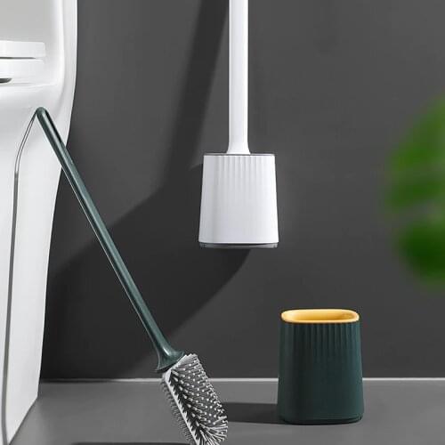 Silicone Toilet Brush Wall-Mounted Floor-To-Ceiling Dual-Use Cleaning Brush Set Toilet Accessories Bathroom Cleaning Tools