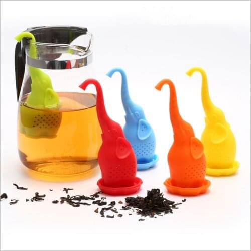 Drop shipping Tea Infuser Teapot Filter Elephant Silicone Tea Leaves Strainer for Tea & Coffee Drinkware Kitchen Accessories