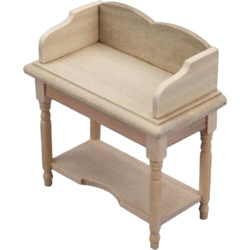 Dollhouse Desk, 1/12 Unpainted Wooden Mini Desk Table Furniture DIY Dollhouse Room Accessories