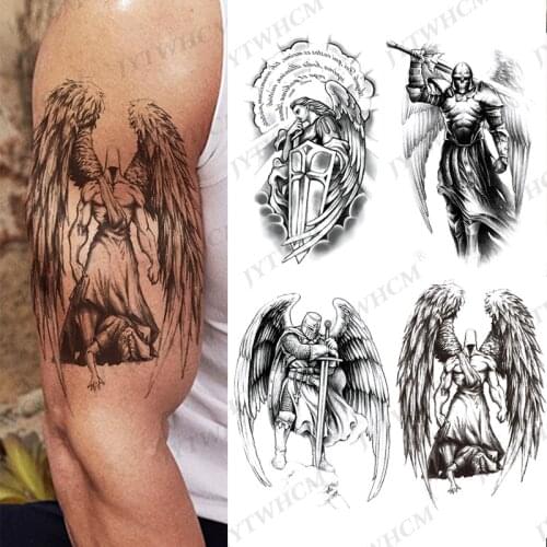 Waterproof Temporary Tattoo Sticker Wolf Edges Tattoos Angel Forest Sun Bird Skull Body Art Arm Fake Sleeve Tattoos Women Men