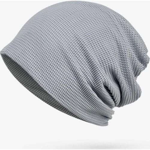 Summer Beanie Hat Women Men Unisex Solid Mesh Breathable Turban Hat Headwear Baggy Cap Headwrap Hariband Bonnet Femme Gorro