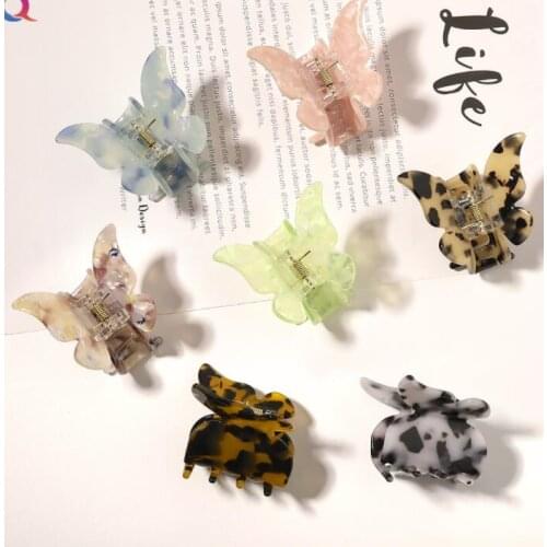 Acrylic resin hair clips Hair Claw Sweet Fairy Butterfly Hairpin Clip Gradient Tie-Dye Colored Styling Tools Barrettes for Women