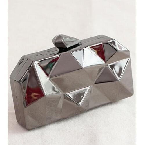 Handbags Women Metal Clutches Top Quality Hexagon Mini Party Black Evening Purse Silver Bags Gold Box Clutch