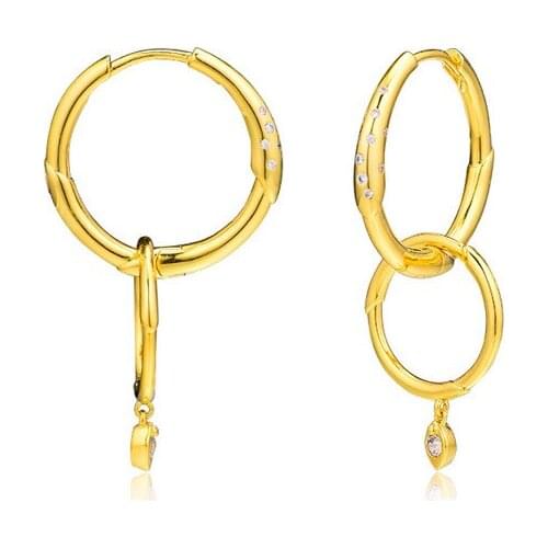 2019 Spring Shine style earrings for women Circle Stem Hoops Earring Female 925 Sterling Silver Original fashion earing Jewelry